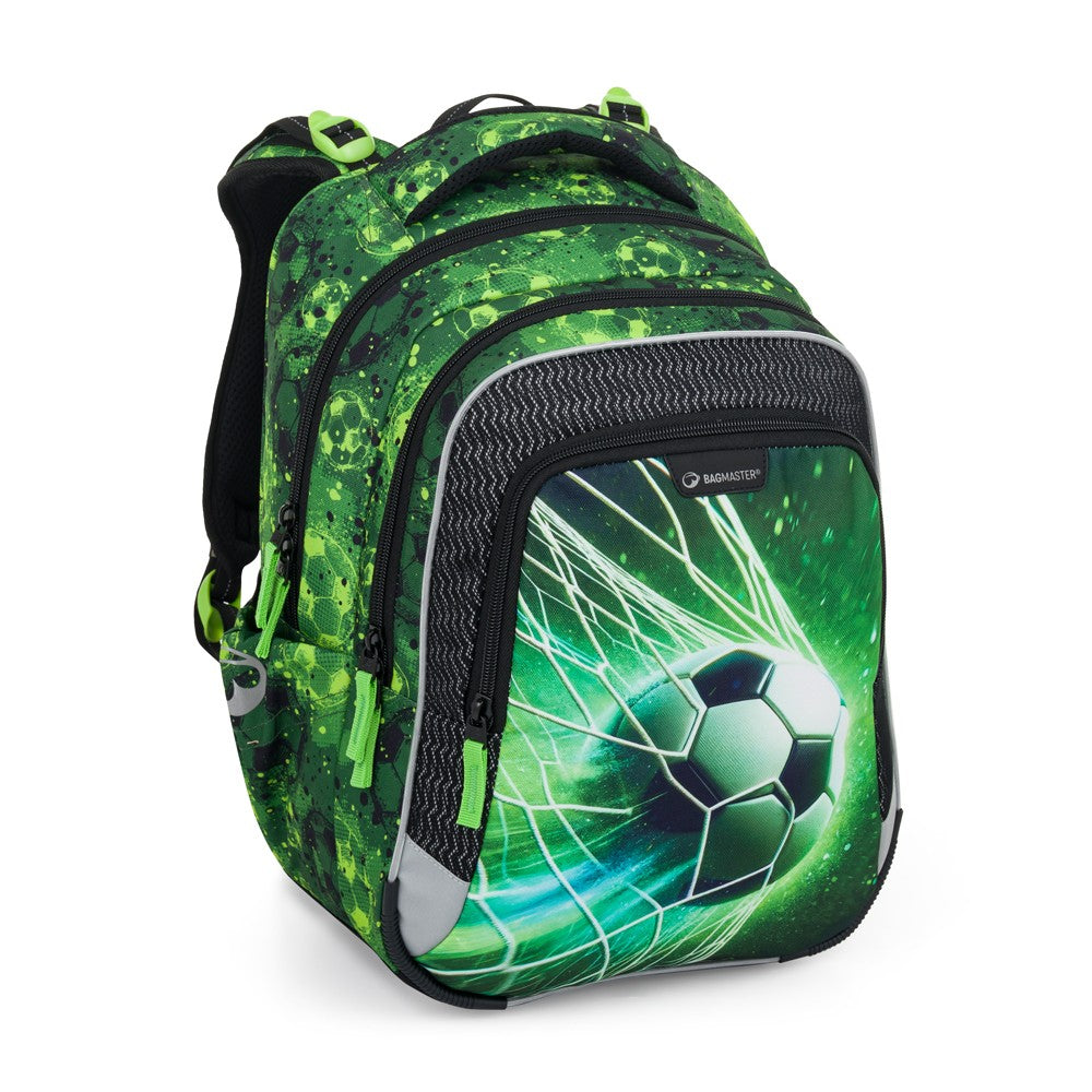 Zaino scuola primaria ergonomico verde CALCIO – LUMI 25 B