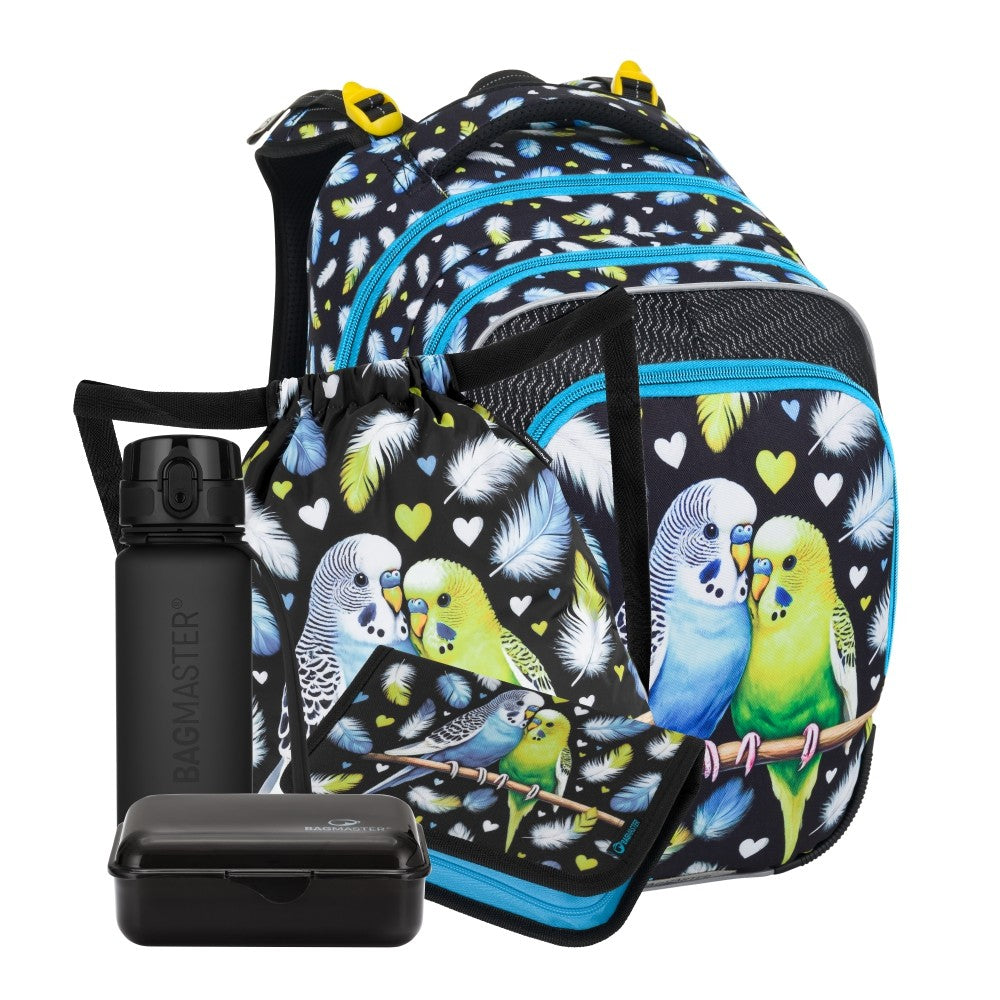 Set zaino scuola 5 pezzi primaria ergonomico PAPPAGALLI – BETA 25 A
