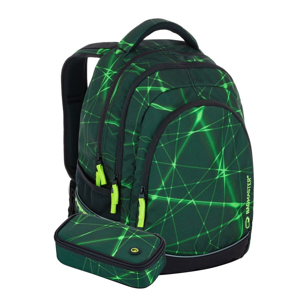 Set zaino scuola 2 pezzi VERDE ELETTRICO – DIGITAL 22 B| Medie e Superiori