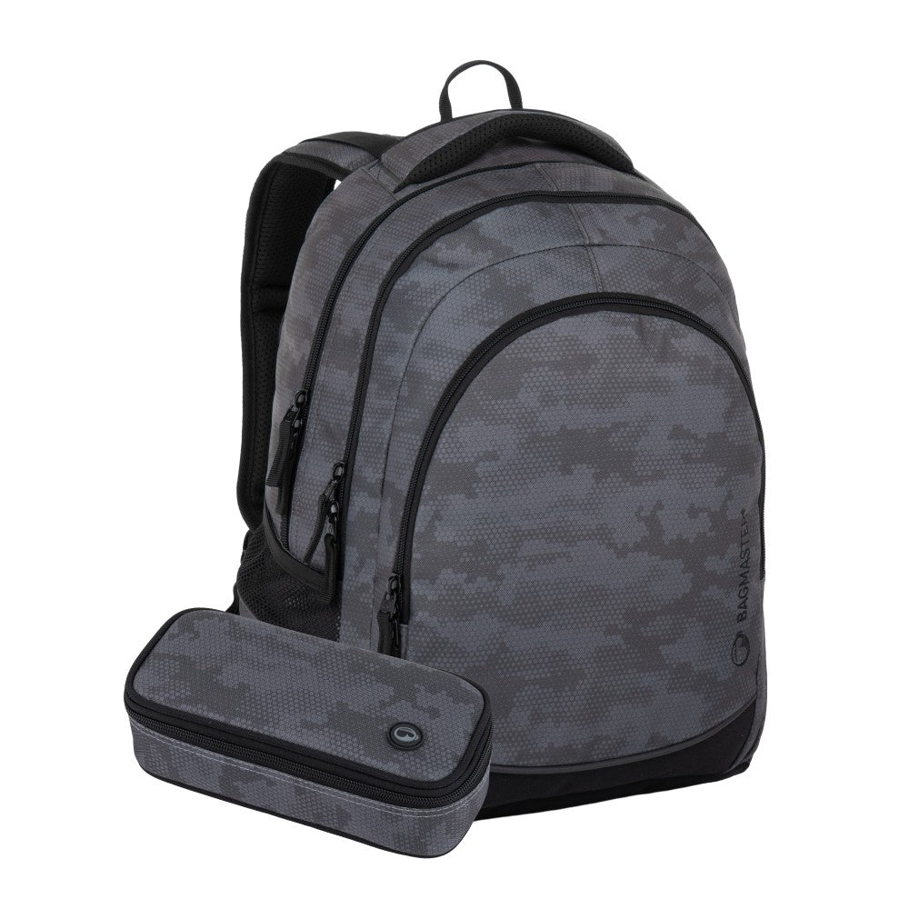 Set zaino scuola 2 pezzi Grigio stile MIMETICO - DIGITAL 26 A| Medie e Superiori