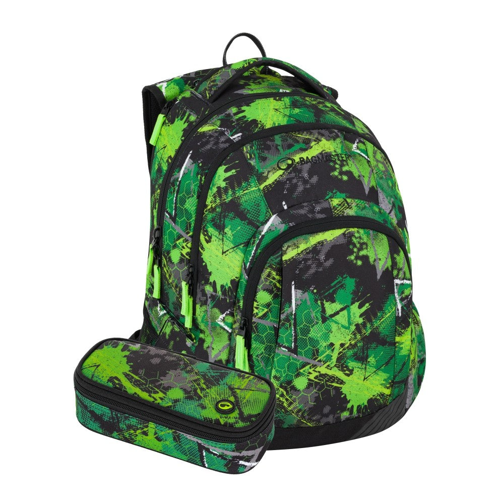 Set Zaino Medie e Superiori 2 Pezzi 40L Verde Nero - Lincoln 25 A - Il Top per Scuola e Viaggi