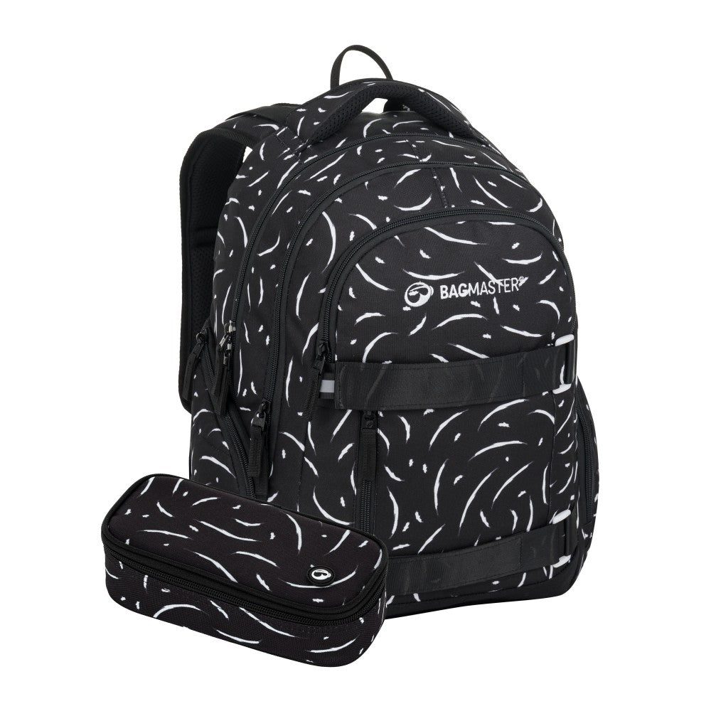 Set zaino scuola 2 pezzi nero e bianco – NOMAD 25 A | medie e superiori