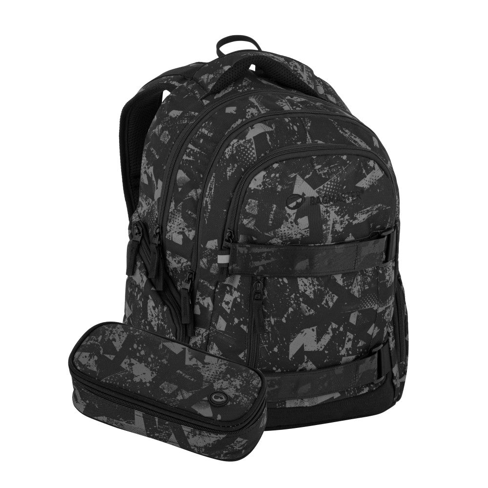 Set zaino scuola 2 pezzi nero e grigio – NOMAD 25 B | medie e superiori