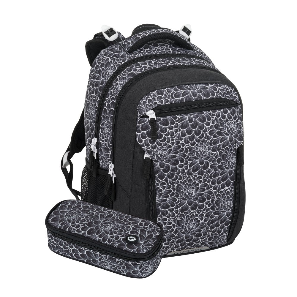 SET ZAINO & ASTUCCIO GRIGIO FIORI BIANCHI - PORTO 25 A