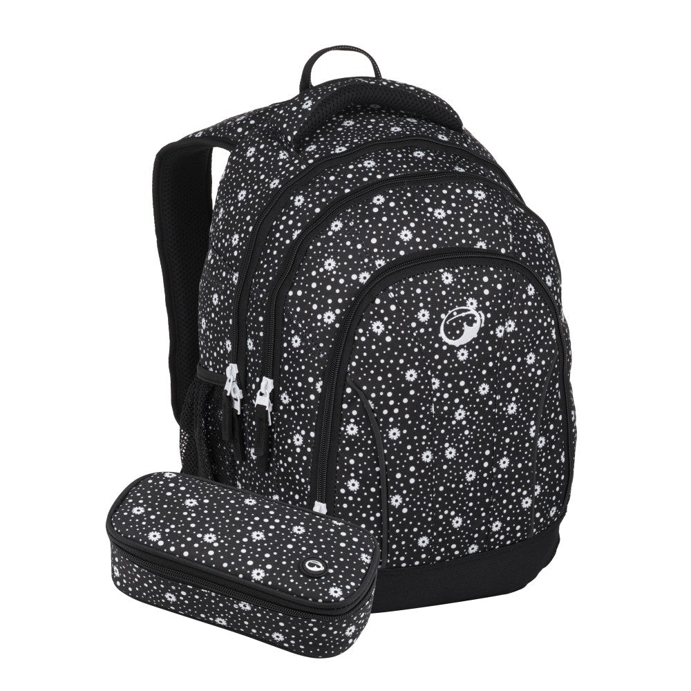 Set zaino scuola 2 pezzi NERO BIANCO – SUPERNOVA 24 A| Medie e Superiori