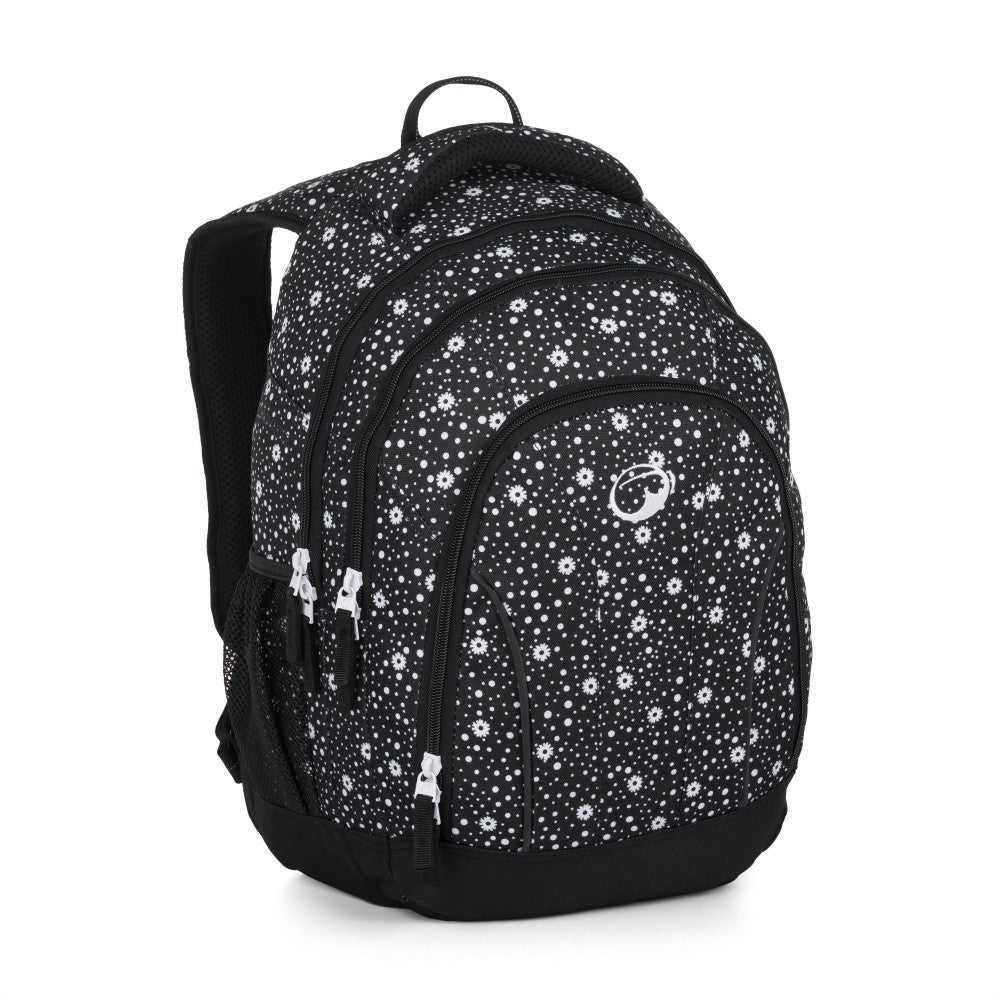 ZAINO SCUOLA NERO BIANCO FIORI SUPERNOVA 24 A | MEDIE E SUPERIORI