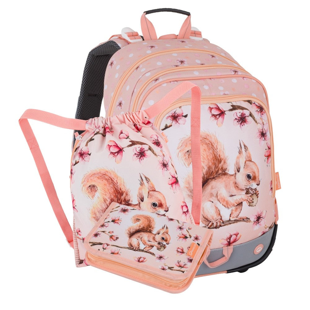 Set zaino scuola 3 pezzi primaria ergonomico SCOIATTOLO - ALFA 26 A