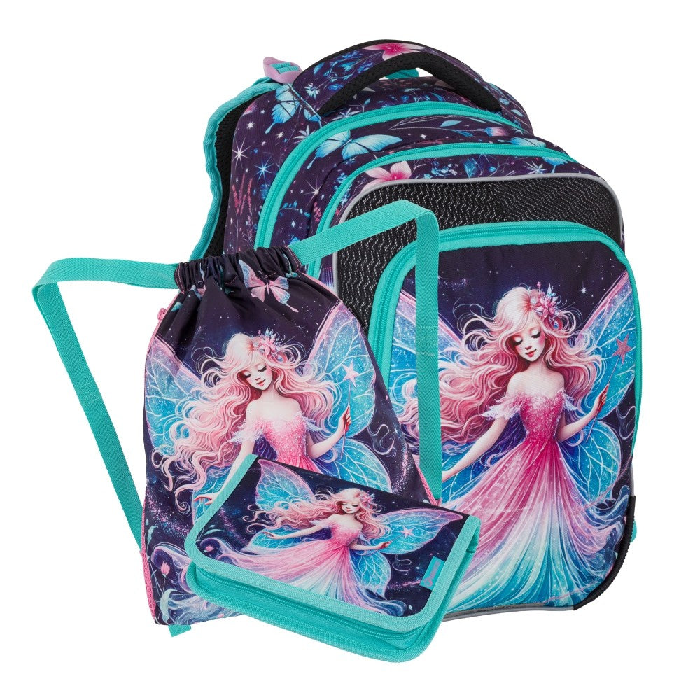 Set zaino scuola 3 pezzi primaria ergonomico FATINA - BETA 26 A