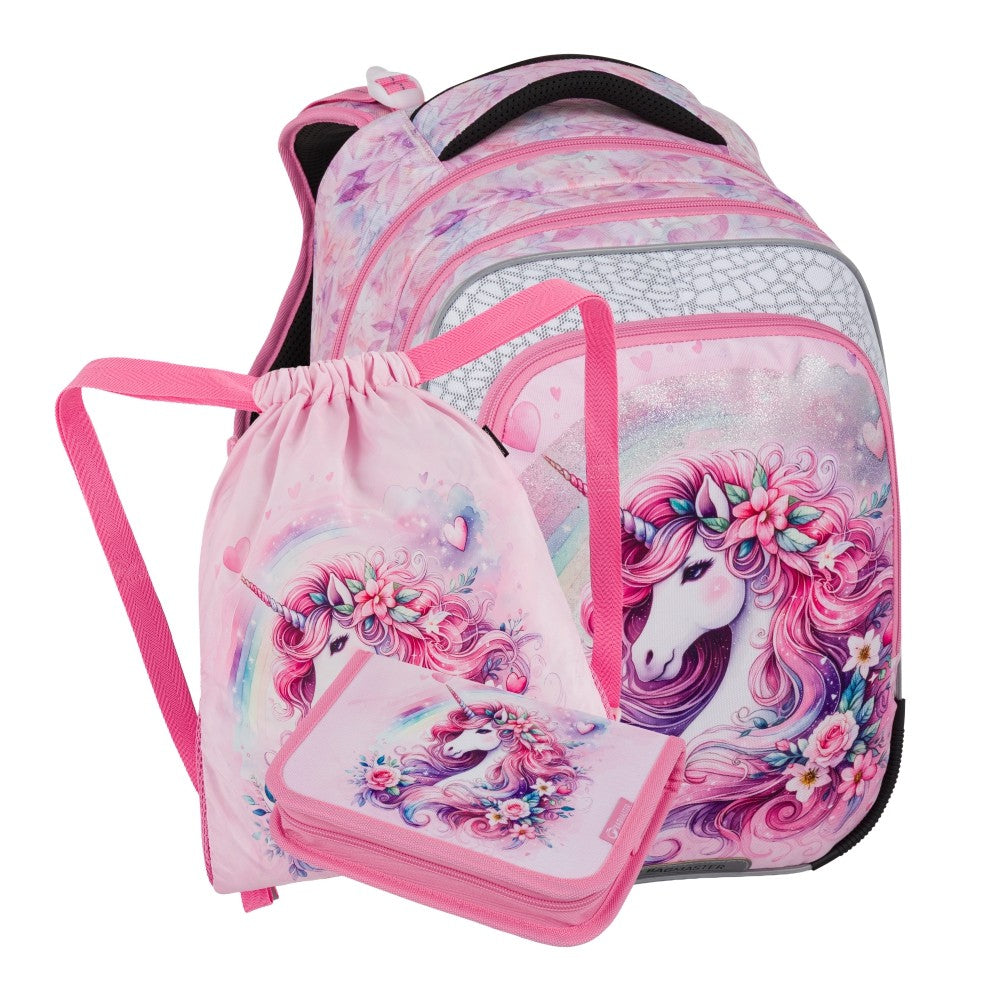 Set zaino scuola 3 pezzi primaria ergonomico UNICORNO - BETA 26 B