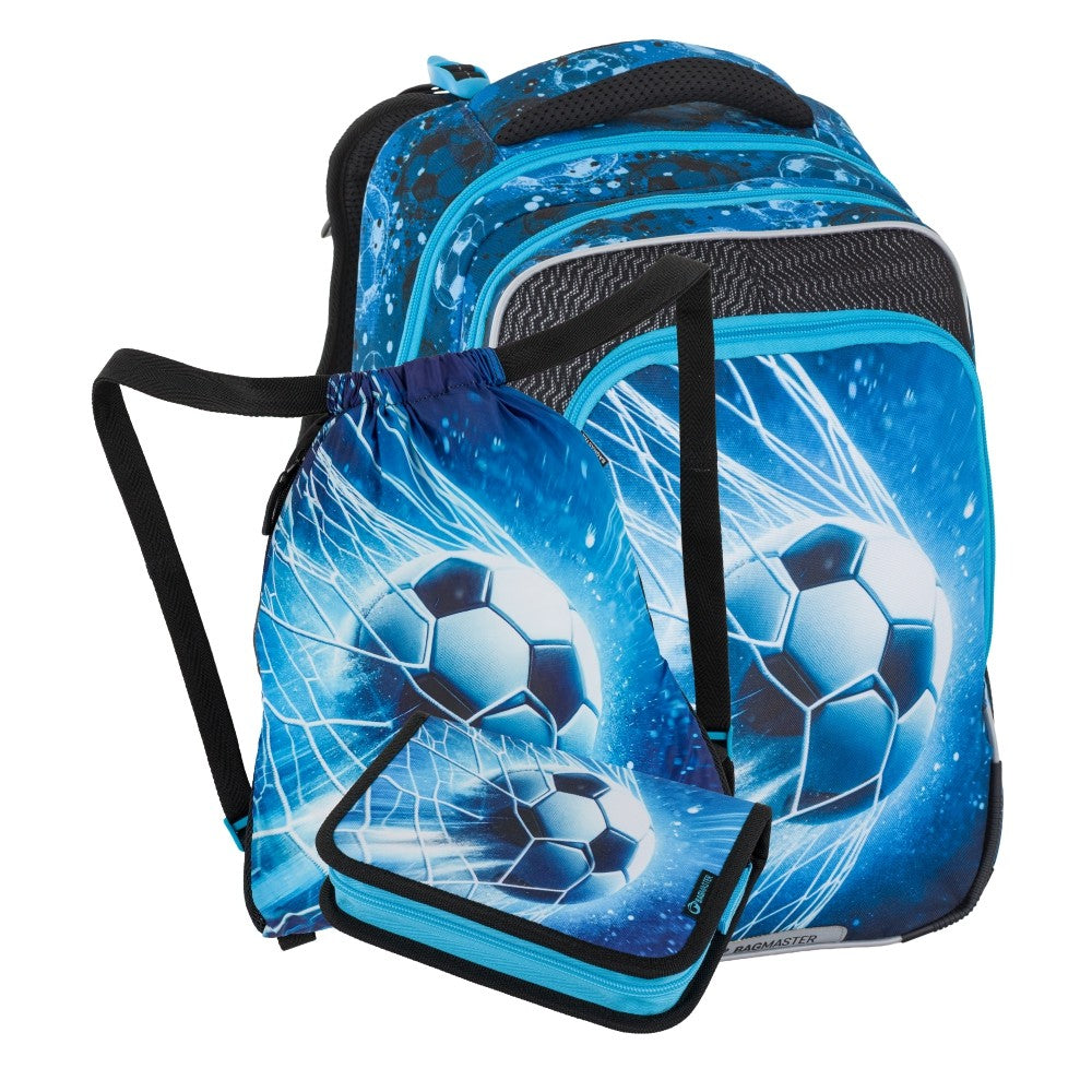 Set zaino scuola 3 pezzi primaria ergonomico PALLONE CALCIO - BETA 26 C