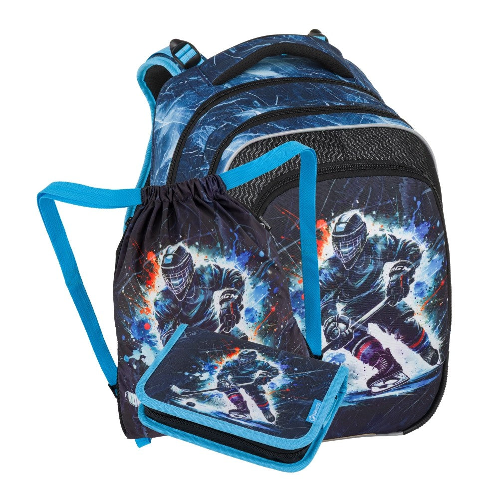 Set zaino scuola 3 pezzi primaria ergonomico HOCKEY - BETA 26 D