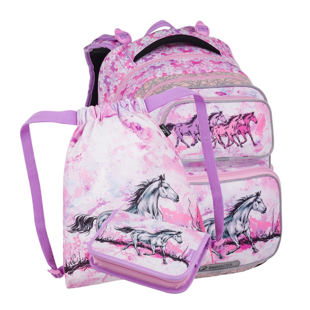 Set zaino scuola 3 pezzi primaria ergonomico CAVALLI - Dopi 24 A