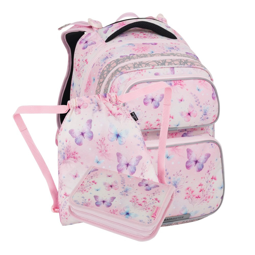 ZAINO SCUOLA FARFALLE ROSA -  PICCOLO SET DOPI 25 B BAGMASTER