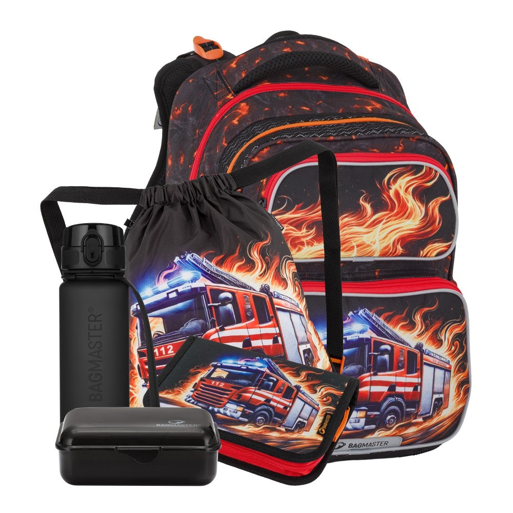 Set zaino scuola 5 pezzi primaria ergonomico POMPIERI - LUMI 26 B