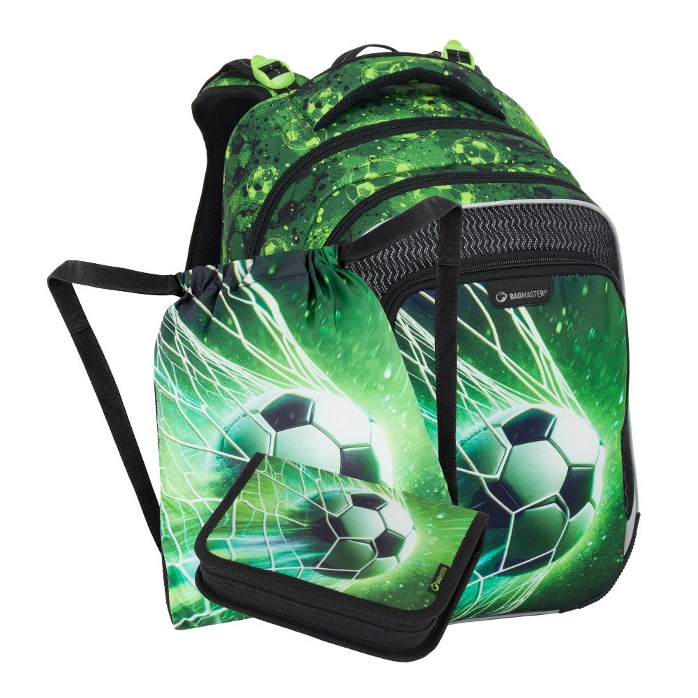 Set zaino scuola 3 pezzi primaria ergonomico PALLONE DA CALCIO - LUMI 25 B