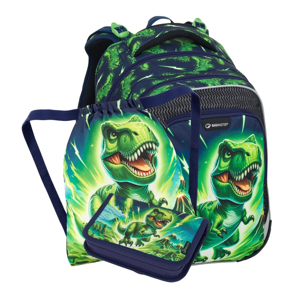 Set zaino scuola 3 pezzi primaria ergonomico T-REX - LUMI 25 C