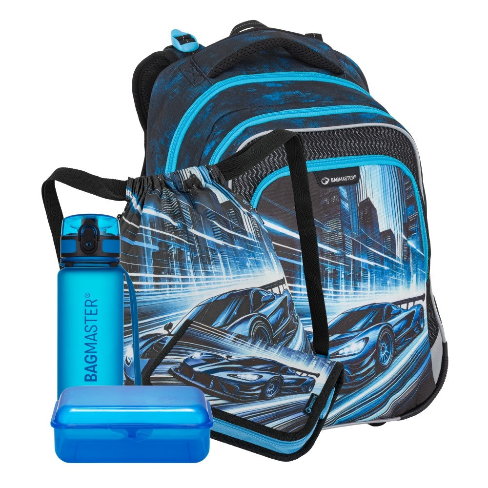 Set zaino scuola 5 pezzi primaria ergonomico MACCHINA SPORTIVA - LUMI 26 C