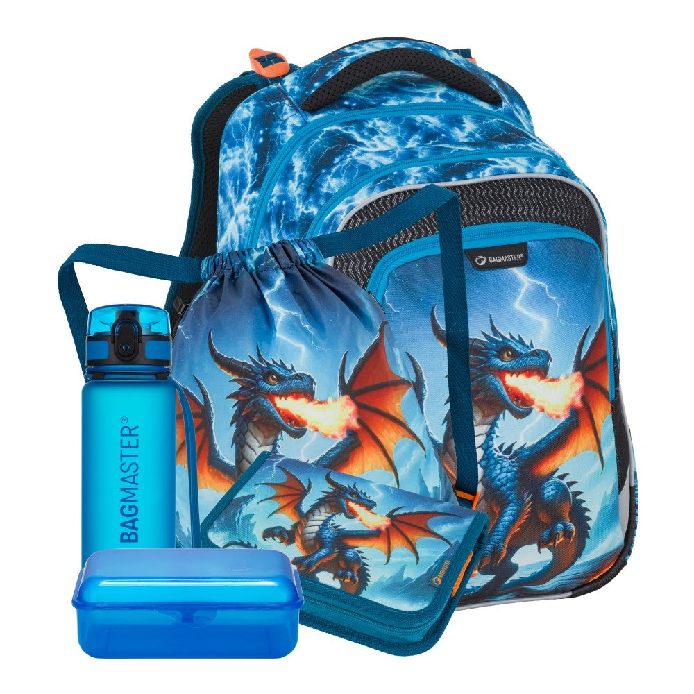 Set zaino scuola 5 pezzi primaria ergonomico DRAGO – LUMI 26 D