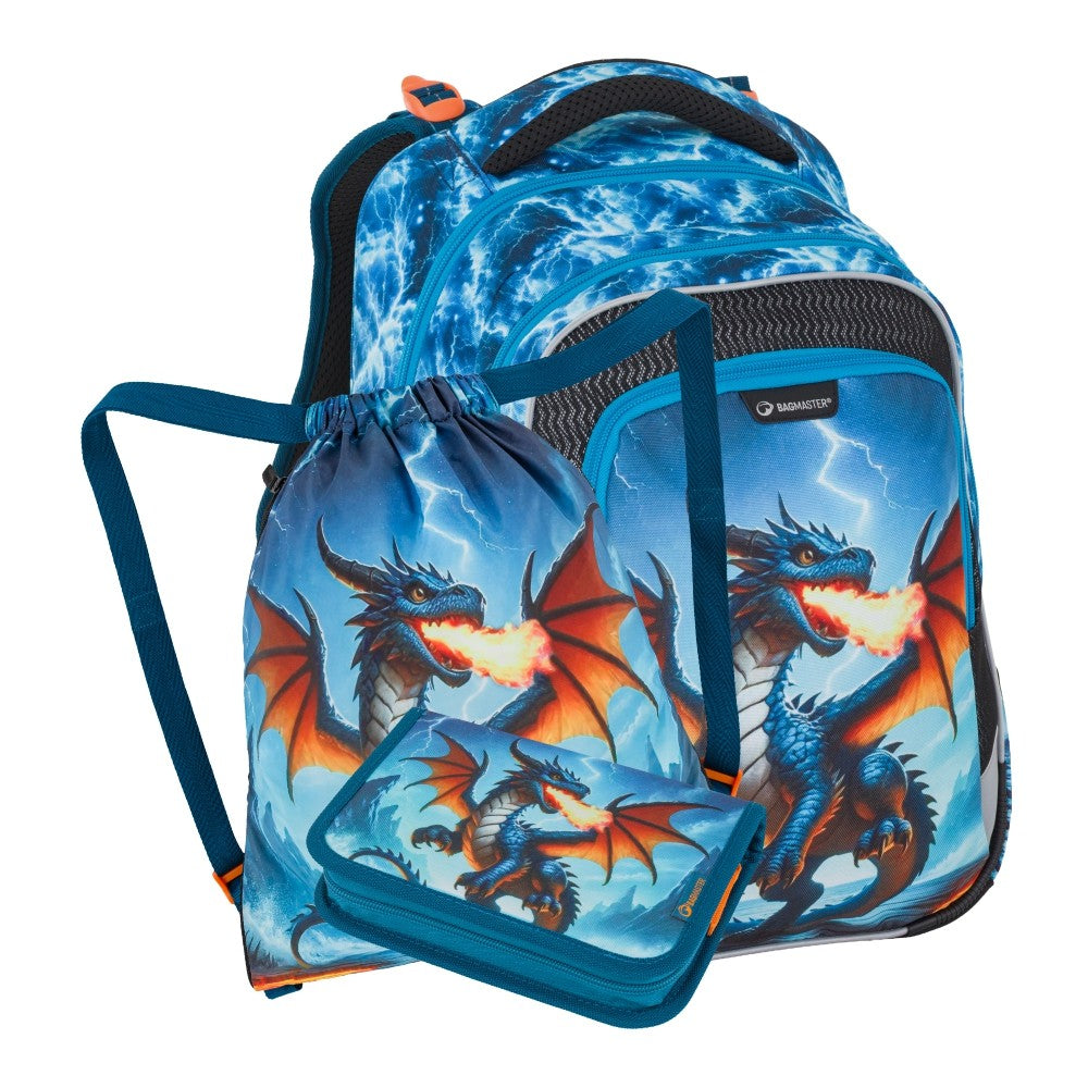 Set zaino scuola 3 pezzi primaria ergonomico DRAGO – LUMI 26 D